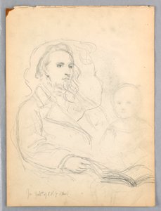 Rysunek, szkice do "Lekcji dobroczynności" i portret Petera Richardsa, Jr, 1849 r. autorstwa Daniel Huntington