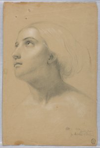 Rysunek, studium do duplikatu "Christiany" i studium do "Mercy", marzec 1850 r. autorstwa Daniel Huntington