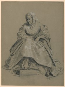 Rysunek, studium do "Przyjęcia u Marthy Washington", 1860 r. autorstwa Daniel Huntington