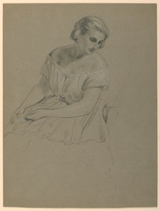 Rysunek, studium do "Przyjęcia u Marthy Washington", 1860 r. autorstwa Daniel Huntington