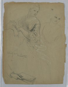 Rysunek, studium do "Przyjęcia u Marthy Washington", 1869 r. autorstwa Daniel Huntington