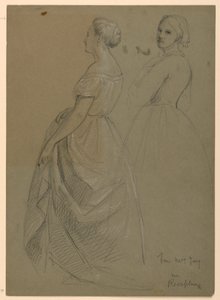 Rysunek, studium do "Przyjęcia u Marthy Washington", 1860 r. autorstwa Daniel Huntington