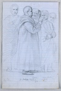 Rysunek, Studium dla "Grupy naukowej", 1858 r. autorstwa Daniel Huntington