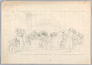 Rysunek, Studium dla "Grupy naukowej", 1858 r. autorstwa Daniel Huntington