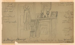 Rysunek, Biblioteka Washingtona Irvinga w Sunnyside, 16 marca 1860 r. autorstwa Daniel Huntington