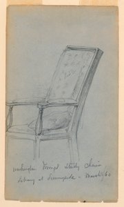 Rysunek, gabinet Washingtona Irvinga, 15 marca 1860 r. autorstwa Daniel Huntington