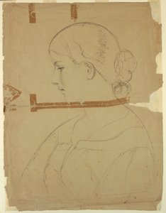 Rysunek, kobieta z profilu, modelka w Rzymie, 1840 r. autorstwa Daniel Huntington