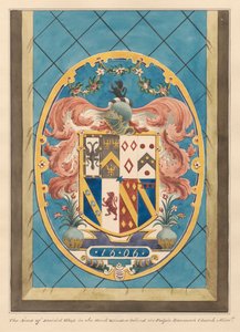 Herb w witrażu za amboną z kościoła Hanworth