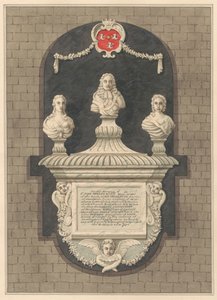 Pomnik Sir Johna Bennetta i jego żon Elizabeth i Bridget z Harlington Church autorstwa Daniel Lysons