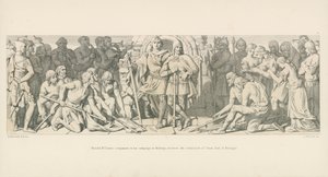 Harold, towarzysz Williama w swojej kampanii w Bretanii, otrzymuje Złożenie Conana, hrabiego Bretanii autorstwa Daniel Maclise
