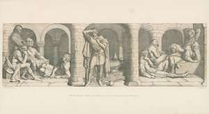Harold i Sasi są zamknięci w zamku Beaurain, niedaleko Montreuil autorstwa Daniel Maclise