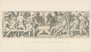 Harold zdobywca w Stamford i ranny siedzi na bankiecie w Yorku. Herold ogłasza lądowanie księcia Williama autorstwa Daniel Maclise