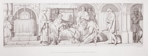 Harold, który wrócił z Normandii, przedstawia się Edwardowi Wyznawcy, z „Historii podboju normańskiego”, rytowanej przez L. Grunera, 1866 autorstwa Daniel Maclise