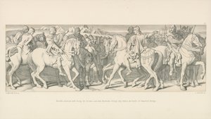 Wywiad Harolda z Tostigiem, jego bratem i Hardradą, Tostig Ally, przed bitwą o Stamford Bridge autorstwa Daniel Maclise
