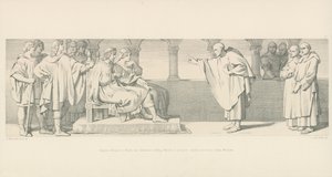 Mnich Hugues Maigrot ma audiencję króla Harolda, aby zaproponować warunki księcia Williama autorstwa Daniel Maclise