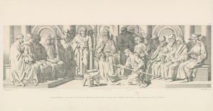 Papież Aleksander, poświęca sztandar w służbie Wilhelma podczas jego wyprawy na Anglię i daje pierścień zawierający włos św. autorstwa Daniel Maclise