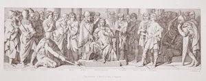 Koronacja Harolda na króla Anglii, z „Historia podboju normańskiego”, rycina L. Grunera, 1866 autorstwa Daniel Maclise