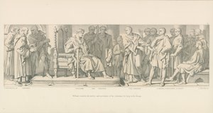 William konsultuje się z szlachtą i kupcami swojego księstwa, aby uzyskać pomoc w swoim projekcie autorstwa Daniel Maclise