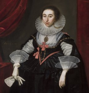 Fragment portretu Elizabeth Cavendish, 1624 autorstwa Daniel Mytens