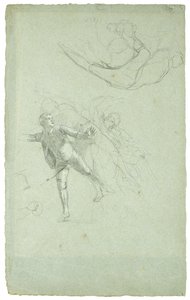 Study for The Siege of Gibraltar (studium figury na armacie w łodzi), 1785-1786 (czarno-biała kreda na szaro-niebieskim papierze) autorstwa Daniel Mytens