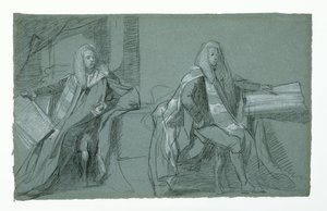 Studium dla Williama Murraya, pierwszego hrabiego Mansfield, 1782-1783 (grafit i czarno-biała kreda na niebiesko-szarym papierze) autorstwa Daniel Mytens