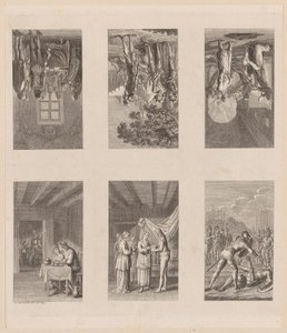 6 arkuszy dotyczących „Historii państw Prus i Brandenburgii” autorstwa Daniel Nikolaus Chodowiecki