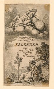 Strona tytułowa „Königl: Grosbrit [anian] kalendarz genealogiczny na rok 1781 Lauenberg autorstwa J.G. Berenberga” autorstwa Daniel Nikolaus Chodowiecki