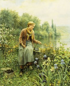 Wędkowanie w Dzień Wiosny, autorstwa Daniel Ridgway Knight