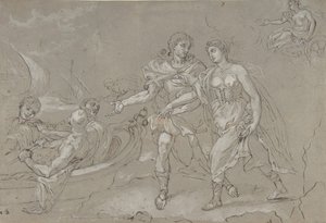 The Rape of Helena, verso: Studium klęczącej nagiej postaci męskiej, koniec XVII-XVIII wieku.