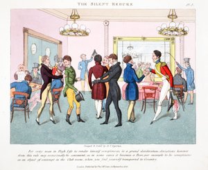 The Silent Rebuke, ilustracja z „Fashionable Bores or Coolers in High Life” Petera Quiza, wyd. Thomas McLean, Londyn 1824 (ręcznie barwiony grawerunek)