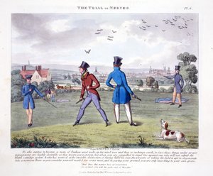 The Trial of Nerves, ilustracja z "Fashionable Bores or Coolers in High Life" Petera Quiza, pub. Thomas McLean, London 1824 (rycina ręcznie kolorowana)