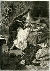 Ilustracja do książki "Morderstwa przy Rue Morgue" autorstwa Edgara Allana Poe autorstwa Daniel Urrabieta (after) Vierge