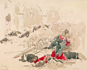 Barykada na Rue de Rivoli w okresie Komuny Paryskiej autorstwa Daniel Urrabieta Vierge