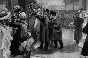 Louise Michel wróciła do Francji (1830-1905) po deportacji za udział w Komunie Paryskiej. Na stacji Saint Lazare (Saint-Lazare) powitali go Henri Rochefort (1831-1913), Louis Blanc (181-1882) i George Clemenceau (1841-1929).