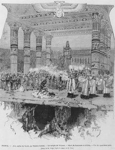 Świątynia Wulkana ze śmiercią Radamesa i Aidy, scena z IV aktu „Aidy” Giuseppe Verdiego (1813-1901) rytowana przez Fortune Louis Meaulle, 1871
