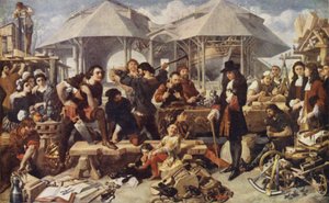 Piotr Wielki w Deptford Dockyard w Londynie autorstwa Daniel after Maclise