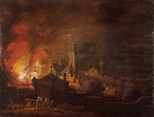 Pożar w Antwerpii autorstwa Daniel van Heil