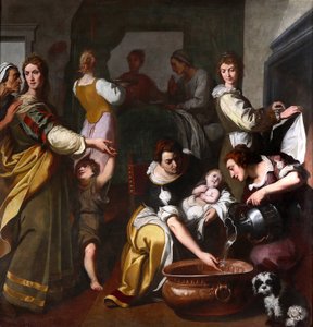 Życie Dziewicy: „Narodziny Maryi”” Obraz Daniele Crespi (1598-1630) XVII-wieczne Museo della Basilica di Santa Maria Assunta, Gallarate, Włochy autorstwa Daniele Crespi