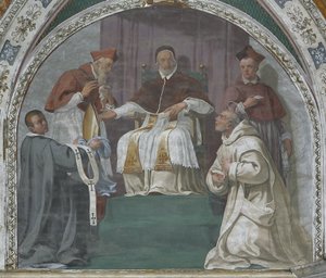 Papież zatwierdzający Zakon Kartuzów (fresk) autorstwa Daniele Crespi