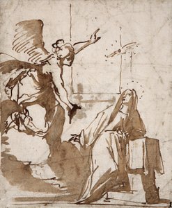 Przygotowanie rysunku Zwiastowania autorstwa Daniele Crespi (1598-1630) XVII-wieczna kolekcja Marcora autorstwa Daniele Crespi