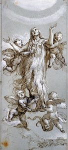 A Assunção de Santa Maria Madalena Guiada por Anjos Desenho de Daniele Crespi (1598-1630) Séc. XVII Madrid, Museu do Prado Polonês