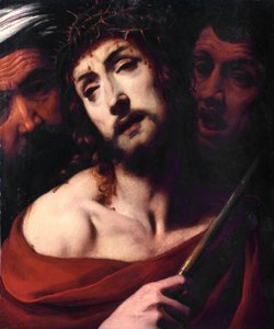 Szyderstwo z Chrystusa Twarz cierpiącego Chrystusa ma ciernie. Obraz Daniele Crespi (1598-1630) XVII-wieczna Bazylika San Giovanni, Busto Arsizio Włochy autorstwa Daniele Crespi