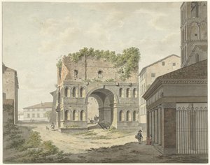 Łuk Janusa quadrifons i część S. Giorgio in Velabro w Rzymie