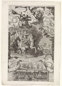 Zwycięstwo aliantów nad Francuzami i Hiszpanami, 1702 Podboje jej wysokich aliantów wygrane z Vranckrijck i Hiszpanią w roku 1702 / Conquestes des hauts Alliez remportée sur la France et L