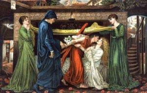 Dante Alighieri spotyka Beatrice, ok. 1900 (pocztówka)