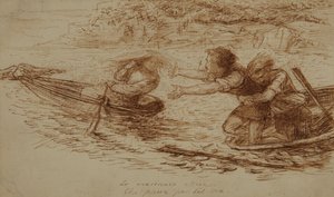 Żeglarze i syrena, ok. 1853 (pióro i tusz na papierze) autorstwa Dante Gabriel Charles Rossetti