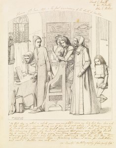 Dante rysujący anioła w pierwszą rocznicę śmierci Beatrice, 1848-9 autorstwa Dante Gabriel Charles Rossetti