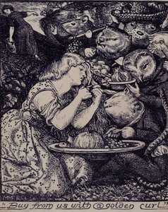Frontyspis „Goblin Market i inne wiersze...” 1862 (lito) autorstwa Dante Gabriel Charles Rossetti