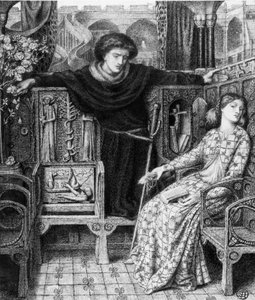 Hamlet i Ofelia, 1858 autorstwa Dante Gabriel Charles Rossetti