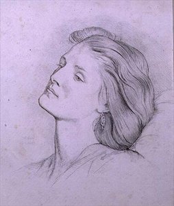 Głowa Fanny Cornforth (ołówek i kreda) autorstwa Dante Gabriel Charles Rossetti